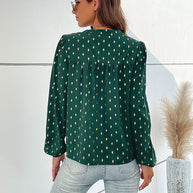 Damen Bluse mit dekorativen Knöpfen und eleganter Raffung WW