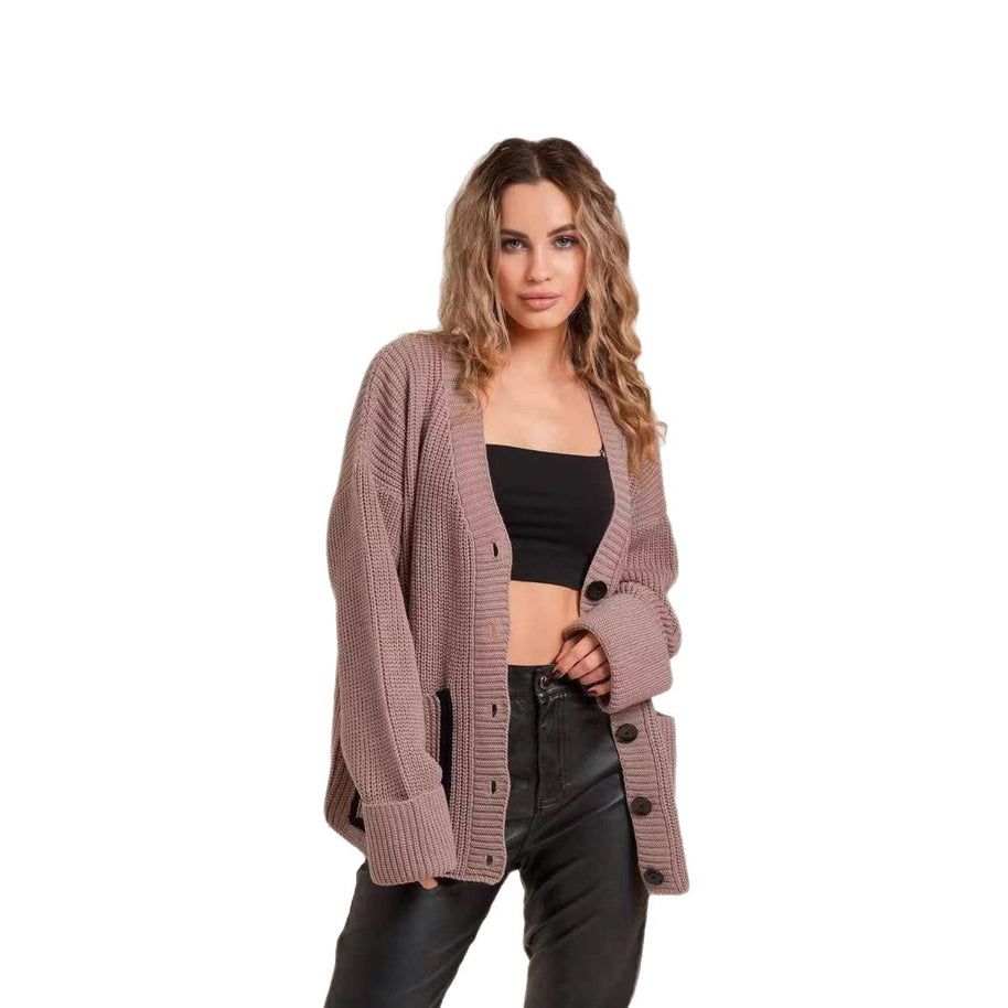 Damen Strickcardigan mit kontrastierenden Knopfdetails und strukturiertem Design WW