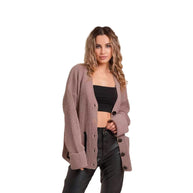 Damen Strickcardigan mit kontrastierenden Knopfdetails und strukturiertem Design WW