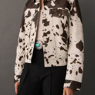 Damen Steppjacke im Cowprint Design mit klassischem Schnitt WW