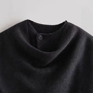 Damen schicke Wollumhangjacke mit asymmetrischem Schnitt und dekorativem Knopf WW