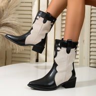 Damen Cowboy-Stiefel mit modischen Akzenten und robustem Blockabsatz WW