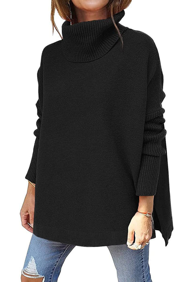 Damen oversize Rollkragenpullover mit strukturiertem Strickdesign W&W Mode