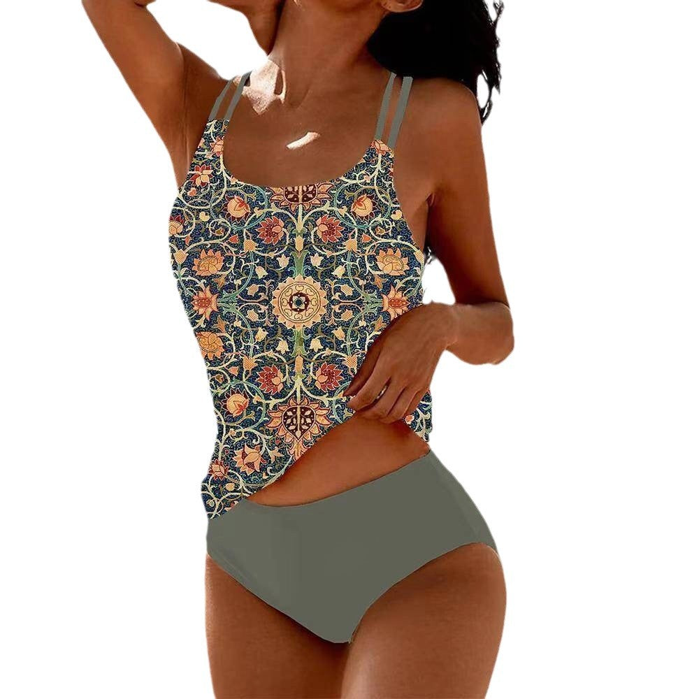 Damen Tankini-Set mit verspieltem floralem Oberteil und bequemen Höschen WW