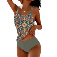 Damen Tankini-Set mit verspieltem floralem Oberteil und bequemen Höschen WW