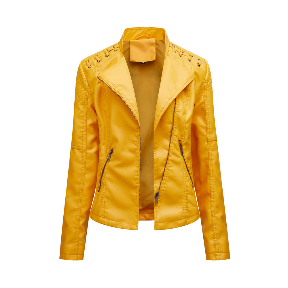 WW Enganliegende Lederjacke Mit Schulternaht Für Damen | Perfekt Für Lässige Tage