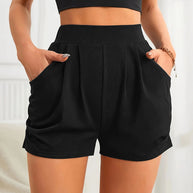 Damen High-Waist Shorts mit praktischen Taschen und modischem Falten-Design WW