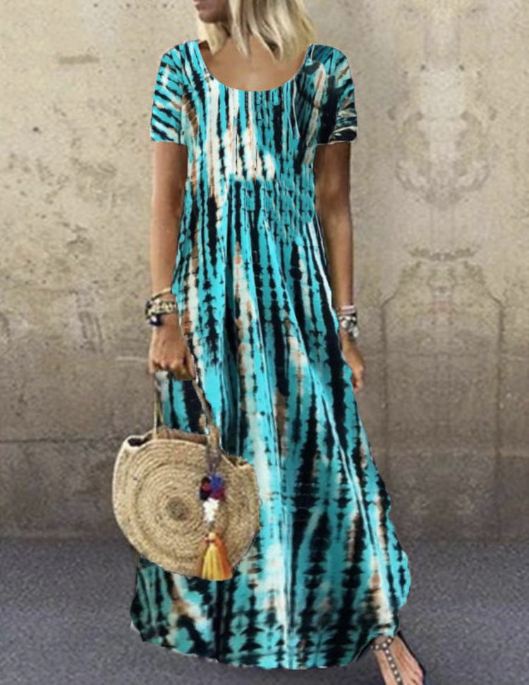 WW | Kurzarm Gemustertes Maxikleid