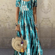 WW | Kurzarm Gemustertes Maxikleid