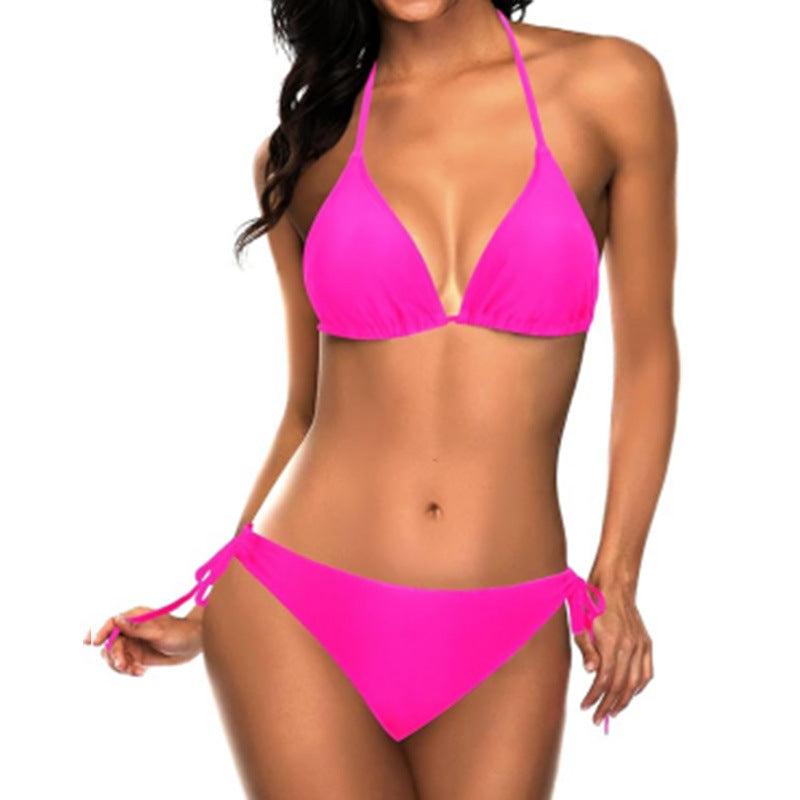 Damen Triangel-Bikini-Set mit verstellbaren Trägern und minimalistischem Design WW