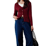 Damen Strickjacke mit V-Ausschnitt und strukturiertem Design WW