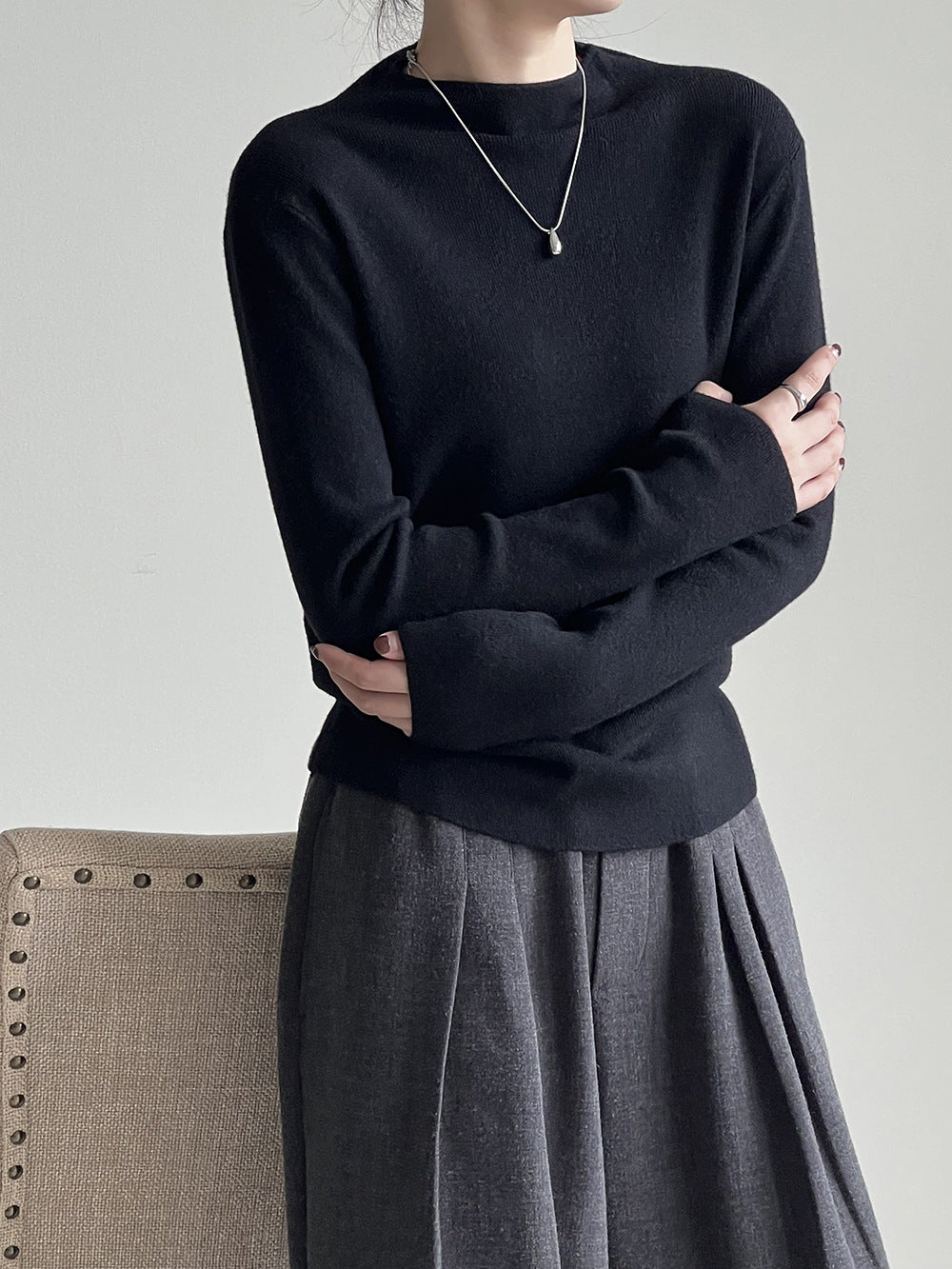 W&W Mode Halbturtleneck gebürsteter Soft-Touch-Pullover