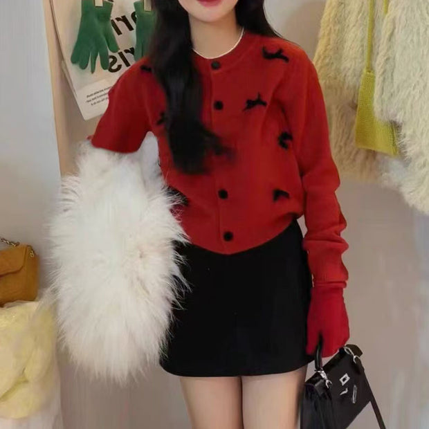 Damen Strickjacke mit dekorativen Schleifen WW