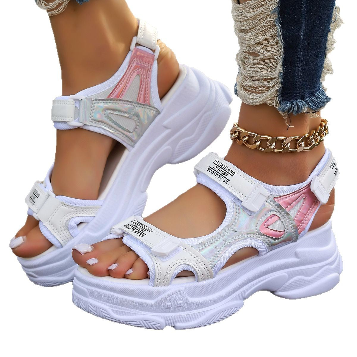 Damen Sportliche Komfortsandalen mit verstellbaren Riemen und dämpfender Sohle WW