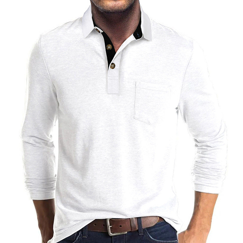 Herren Poloshirt mit langen Ärmeln und Brusttasche WW
