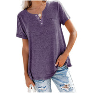 Damen Freizeit T-Shirt mit Knopfleiste und Brusttasche WW