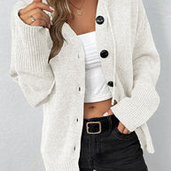 WW Kapuzen einreihiger Kordelzug Strickcardigan