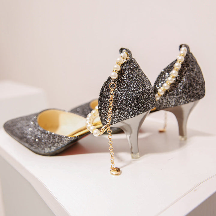 Damen Glitzernde Heels mit elegantem Perlenakzent und komfortablem Fußbett W&W Mode