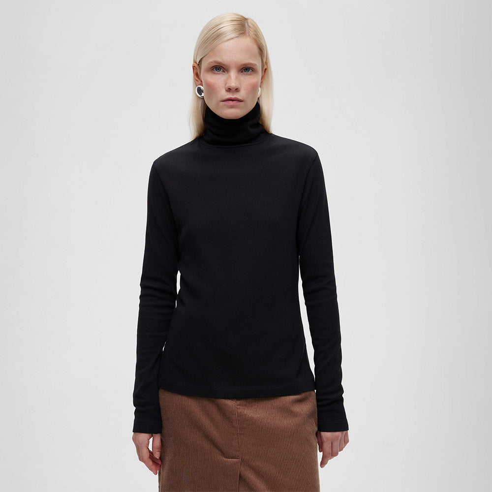 Damen Hochwertiger Rollkragenpullover aus weiterer Baumwolle mit langem Arm WW