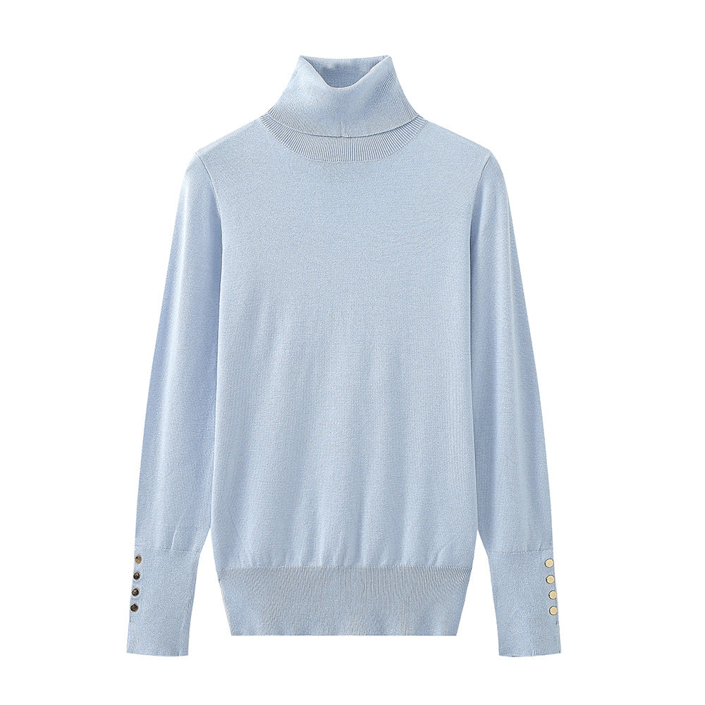 Damen Rollkragenpullover mit eleganten Knopfdetails WW