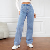 Damen Weite High-Waist Jeans im klassischen Stil mit betontem Bein WW
