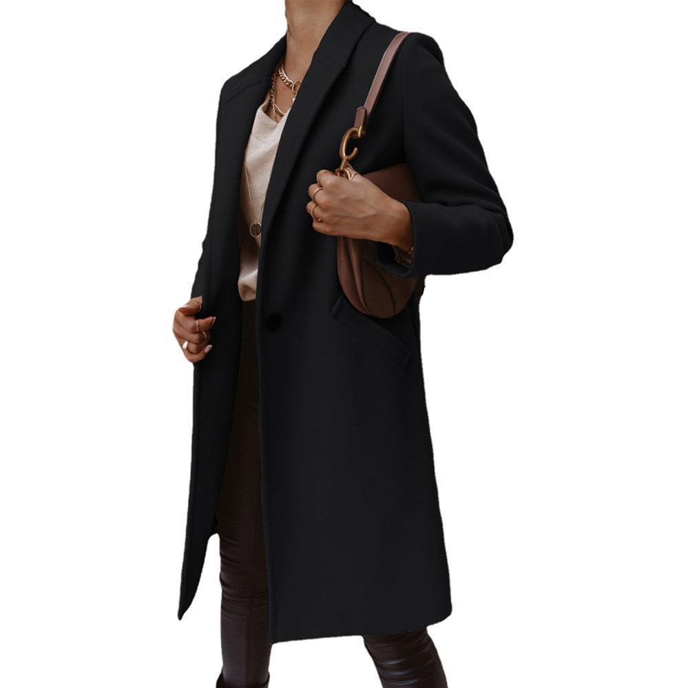 Damen Wollmantel mit elegantem Revers und zeitlosem Schnitt W&W Mode