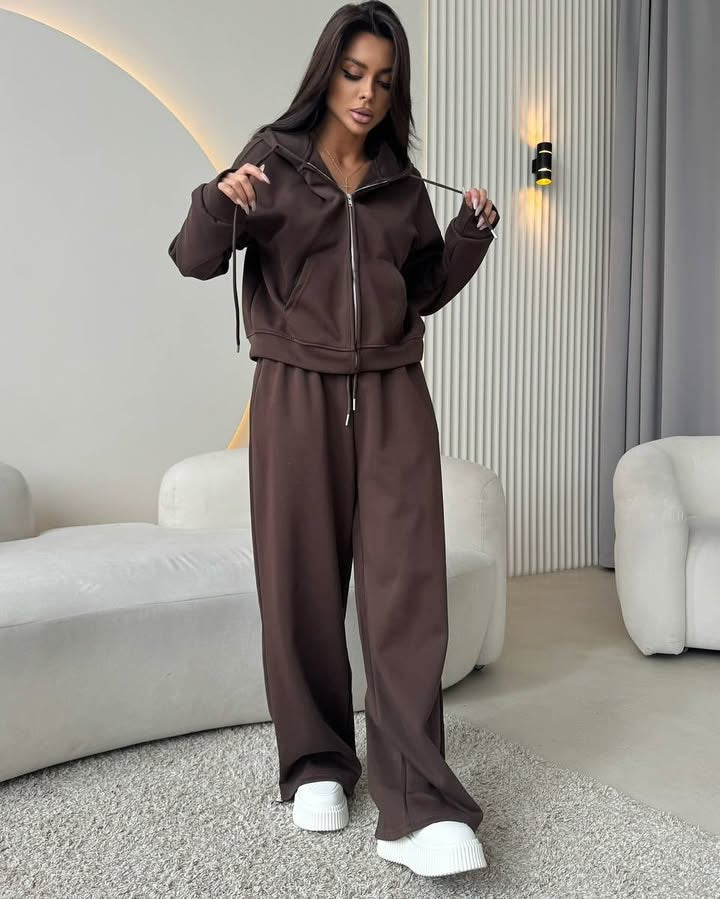 Damen bequemer und eleganter Hoodie mit weiten Hosen WW