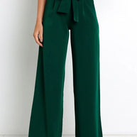 Damen elegante weite Stoffhose mit Taillengürtel WW