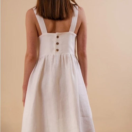 Damen Sommerkleid mit tiefem Rückenausschnitt und Knopfdetails WW