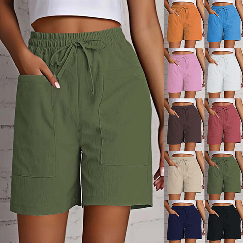 Damen entspannte Shorts mit breitem Gummibund und praktischen Taschen WW