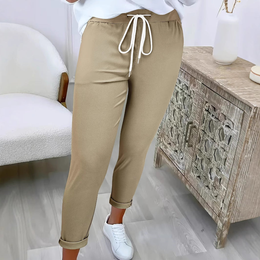 Damen Bequeme Freizeithose mit verstellbarem Kordelzug und lässigem Schnitt WW