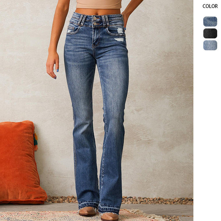 Damen Flared Jeans im Vintage-Stil W&W Mode