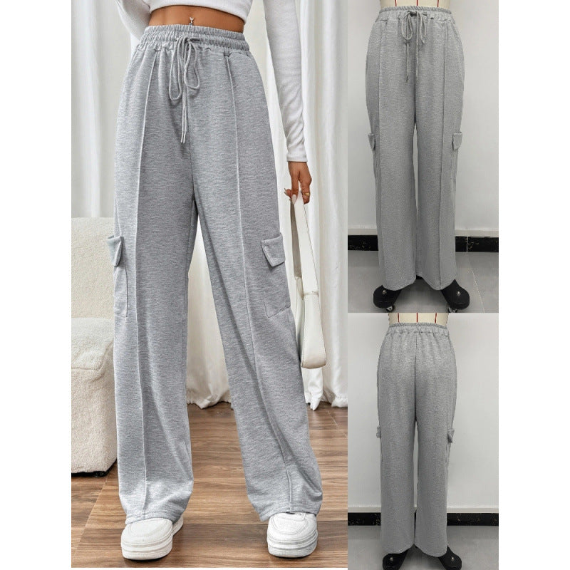 Damen Weite Cargo-Hosen mit elastischem Bund und praktischen Seitentaschen WW