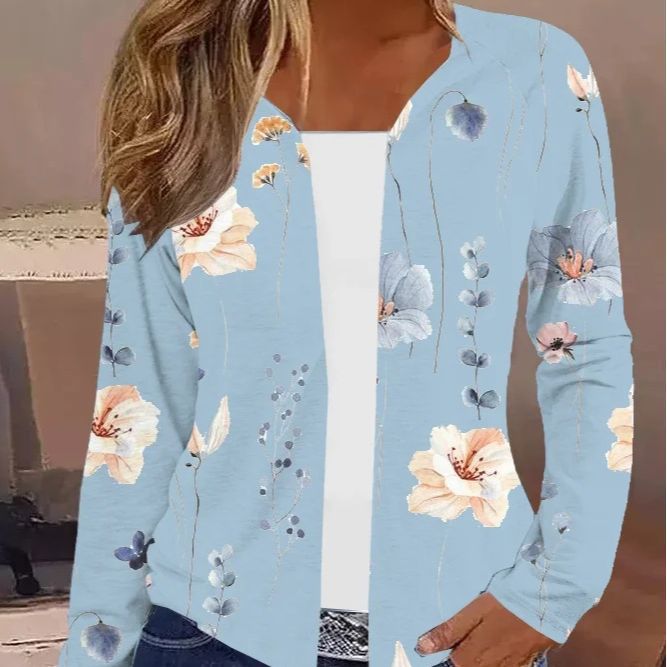 Damen Freizeitjacke mit floralem Druck und sportlichem Reißverschluss WW