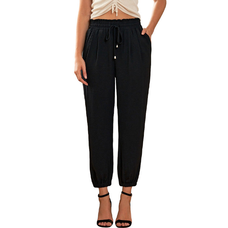 Damen lässige Freizeithose mit elastischem Bund und praktischen Taschen W&W Mode