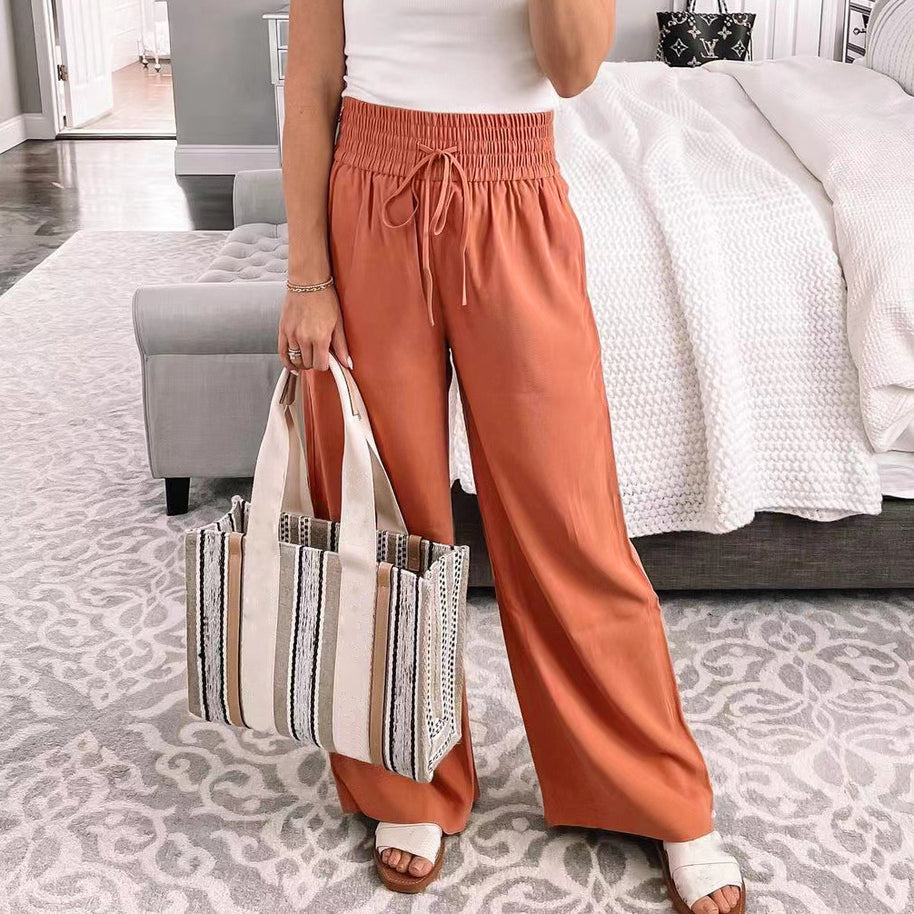 Damen Bequeme und lässige Palazzo-Hose mit Kordelzug WW