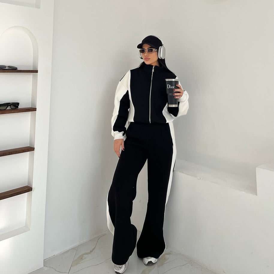 Damen Sportlicher Fleece Loungewear-Anzug mit Rückenteil WW