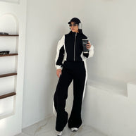 Damen Sportlicher Fleece Loungewear-Anzug mit Rückenteil WW