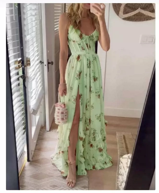 WW | Bedrucktes Strandurlaub Langrock Kleid