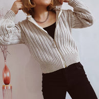 Damen Strickjacke mit auffälligem Reißverschluss und lässigem Schnitt WW