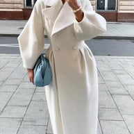 Damen Maximaler Oversized Mantel mit Schulterschultern und Doppelreihe WW