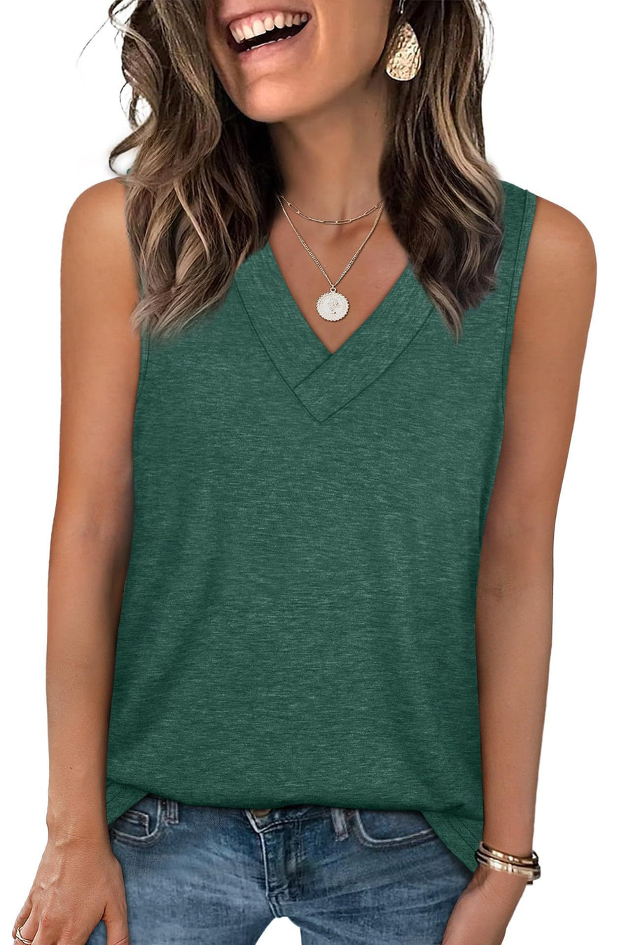 Damen Relaxed Fit V-Ausschnitt Tanktop WW