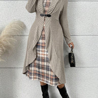 Damen Raffinierter Strickmantel mit Gürtel WW