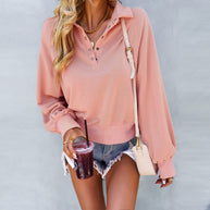 Damen sportlicher Pullover mit oversized Ärmeln und Kragen WW