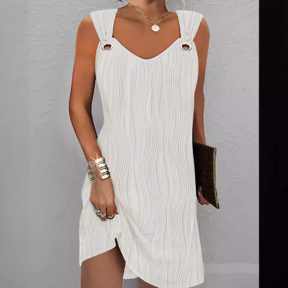 Damen ärmelloses Sommerkleid mit dekorativen Schleifen und leichtem Schnitt WW