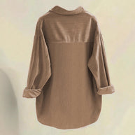 Damen Oversized Hemd aus Rippstoff mit Brusttaschen und schickem Kragen WW