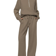 Damen sportliches Sweatset mit hohem Kragen und weitem Bein WW