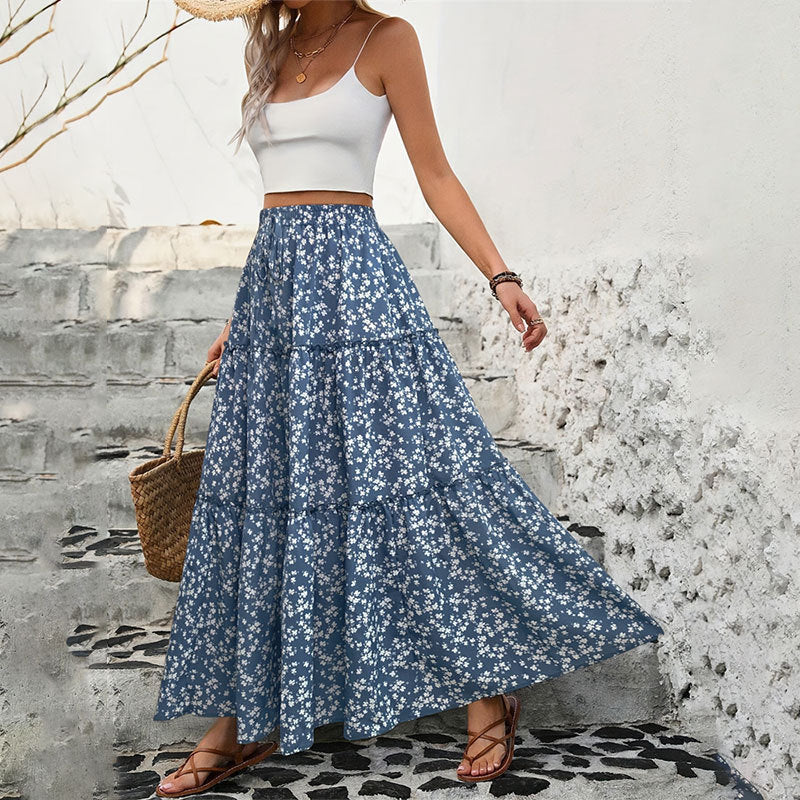 Damen Maxi Rock mit floralem Muster W&W Mode