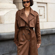 Damen Stilvoller Trenchcoat mit weitem Schnitt und Gürtel WW