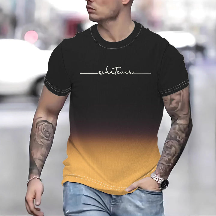 Herren T-Shirt mit kreativem Schriftzug und modernem Farbverlauf W&W Mode